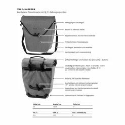 Ortlieb Velo-Shopper Fahrrad-Packtasche - Praktische und wasserdichte Packtasche für Fahrräder -E-Bikes Verkaufsgeschäft ortlieb velo shopper fahrrad packtasche 2023 p 313531 q