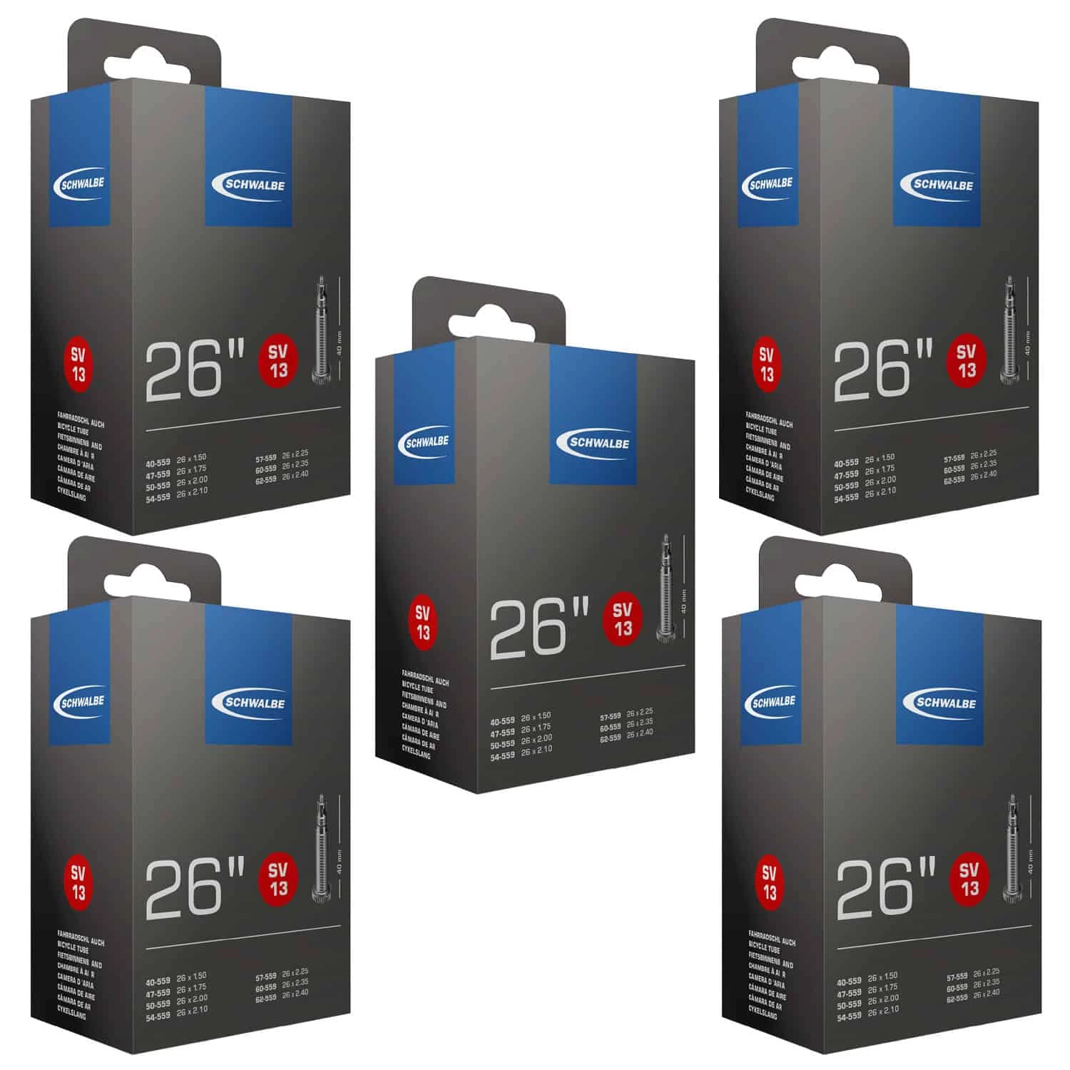 Schwalbe SV 13 Fahrradschlauch (26") 5er-Set - Hochwertige Fahrradschläuche für optimale Leistung 1 Schwalbe SV 13 Fahrradschlauch (26") 5er-Set - Hochwertige Fahrradschläuche für optimale Leistung