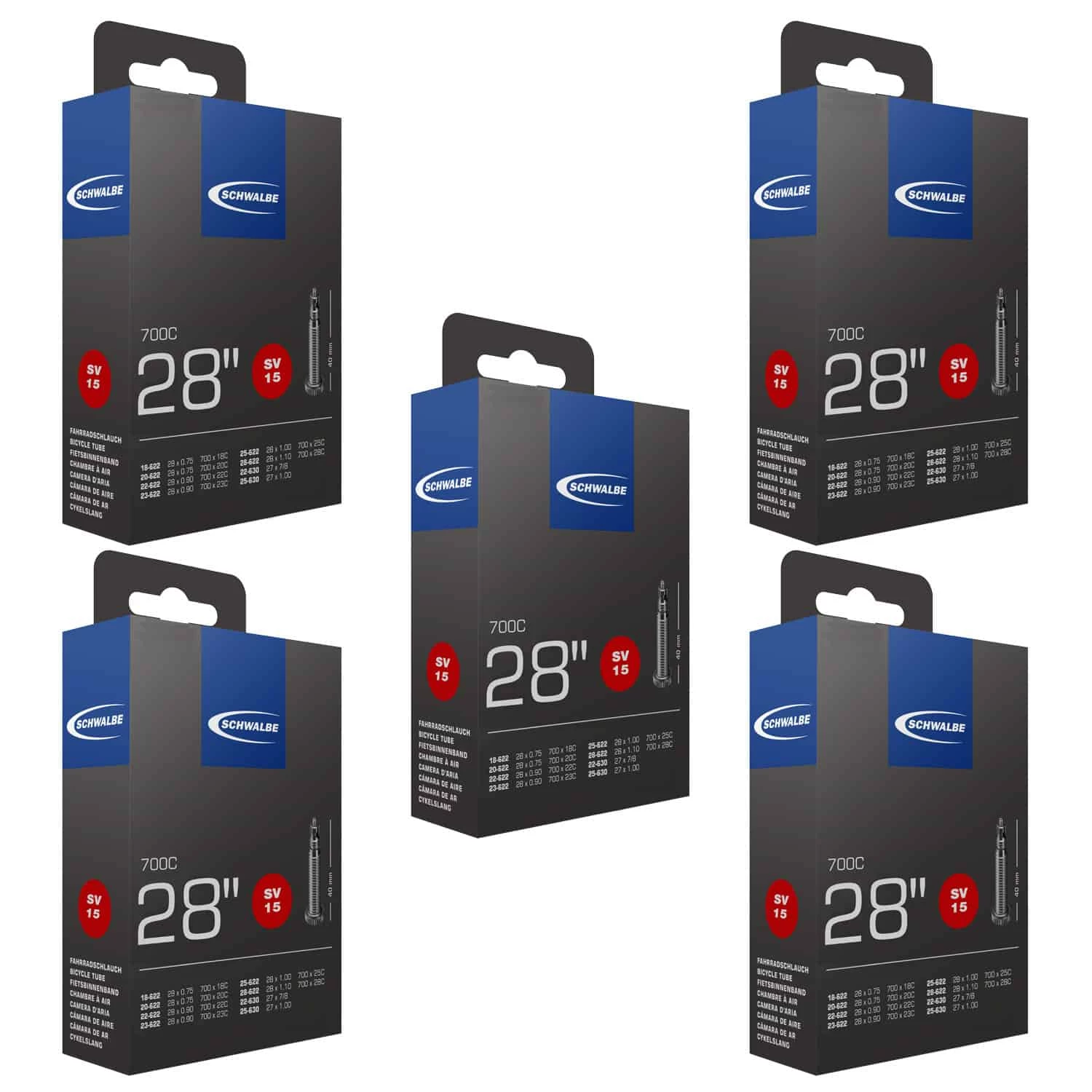 Schwalbe SV 15 Fahrradschlauch (28") 5er-Set – Hochwertige Fahrradschläuche für 28-Zoll-Räder 1 Schwalbe SV 15 Fahrradschlauch (28") 5er-Set – Hochwertige Fahrradschläuche für 28-Zoll-Räder