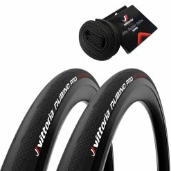 Vittoria Rubino Pro IV G2.0 28-Zoll Rennradreifen Set inkl. 2 Schläuche | Hochwertige Performance-Reifen